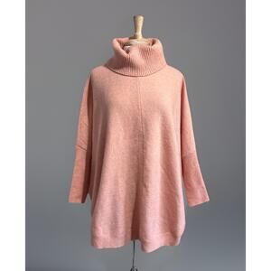 Nina Leonard Peach Oversize Turtleneck Baggy Sweater Womens M